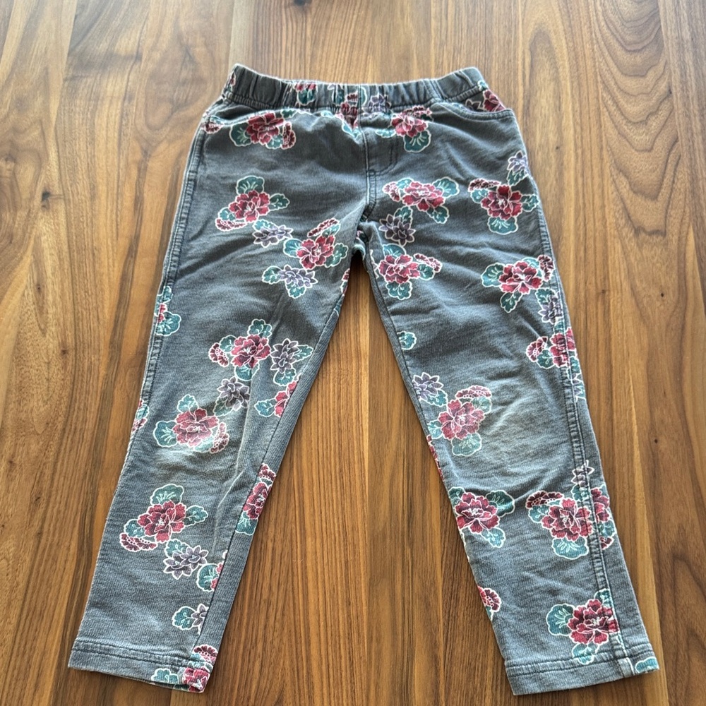 Tea Collection Floral Kids Leggings - Gray and Red